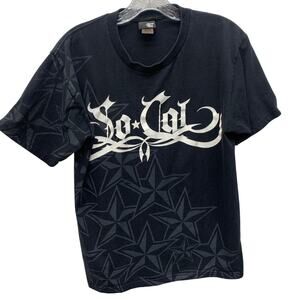 VTG So Cal No Fear Mens Medium Black Gray Stars Short Sleeve Cotton Tee TShirt